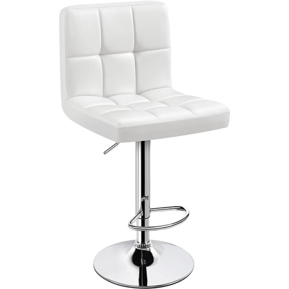 Taburetes de Bar Yaheetech, Taburetes Giratorios Ajustables de Cuero PU, Taburete Hidráulico sin Brazos para Barra de Cocina, Sillas para Isla de Cocina, Blanco