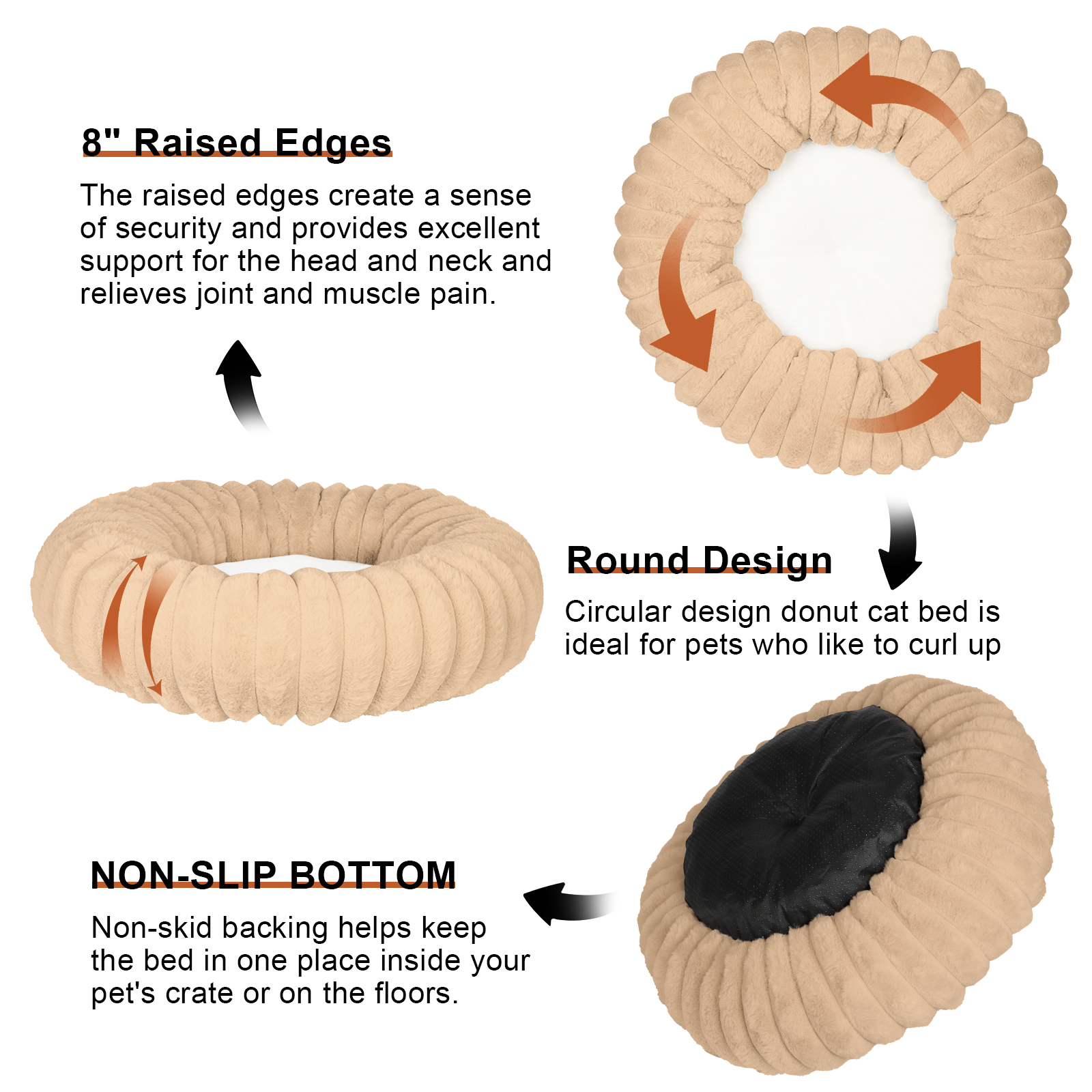 Katieovy Donut Dog Bed, Small, Apricot photo 3