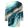 thumbnail image 4 of BiZtdJrK Women's Shirts 3/4 Length Sleeve, Round Neck Cute Tunic Tops Casual Cotton Basic Tees Trendy Marble Printed Loose Blouses Sky Blue XXL, 4 of 5