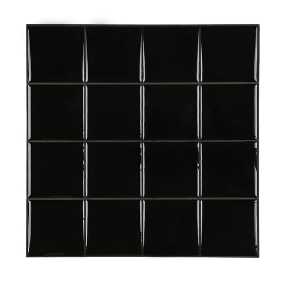 10-Sheet Black Peel and Stick Backsplash Square Tile, 10"x10" Self Adhesive Stick on Wall Tiles Sticker for Kitchen Bathroom Laundry