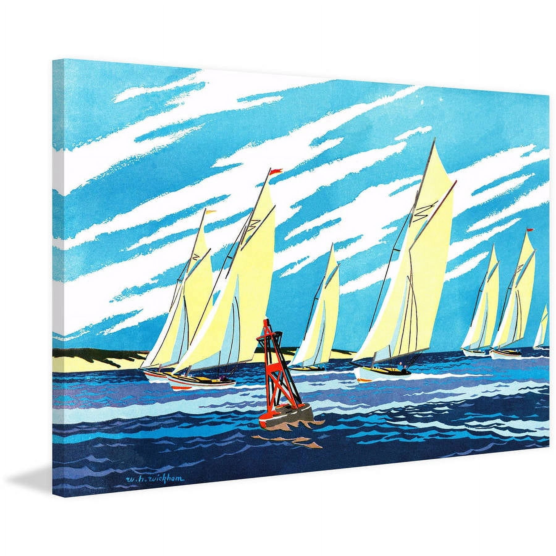 "Yellow Sailboats" Painting Print on Wrapped Canvas