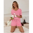 thumbnail image 2 of Womens 2 Piece Lounge Sets Shorts Pajama Sets Short Sleeve Sleepwear Ribbed Knit Outfits PJ Sets, 2 of 6