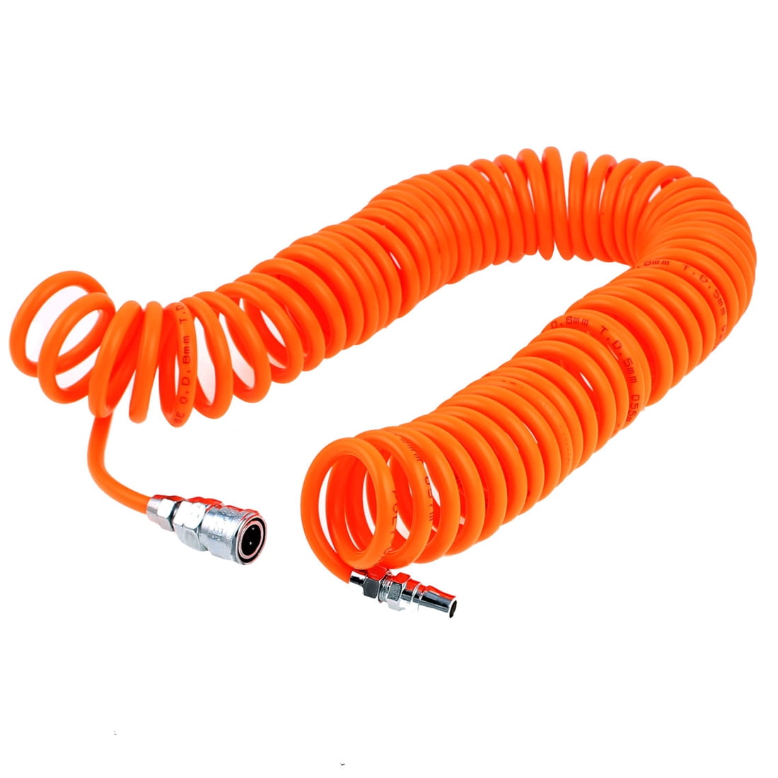 9 Meters Length 8mm x 5mm Polyurethane Coiled Air Hose Tubing Orange