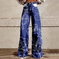 thumbnail image 2 of Charmgo Palazzo Pants for Women, Women's Vintage Floral Print Wide Leg Pant High Waisted Stretchy Flowy Pants with Pockets, Baggy Pants for Women Navy XXXL, 2 of 4