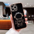 thumbnail image 2 of for iPhone 11 Pro Max Case ,Pasteable Hidden Astronaut Kickstand Stand ,Upgrade Gold Trim Shockproof Corners Bracket Cover Cute for Women Men for iPhone 11 Pro Max Case (for iPhone11ProMax,black), 2 of 12
