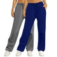 thumbnail image 2 of Bcresic 2 Pcs Women's Wide Leg Sweatpants Fleece Lined Baggy Straight Leg Lounge Pants Trendy Joggy Workout Sports Trousers,Y02_Navy,Large, 2 of 6