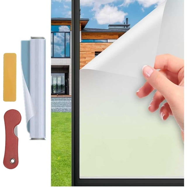 45 x 500CM Película de Privacidad para Ventanas,Vinilos para Ventanas Privacidad,Película de Vidrio Esmerilado,Sin Pegamento Adherencia Electrostática,Anti UV,Aplicación Fácilpara Baño Oficina