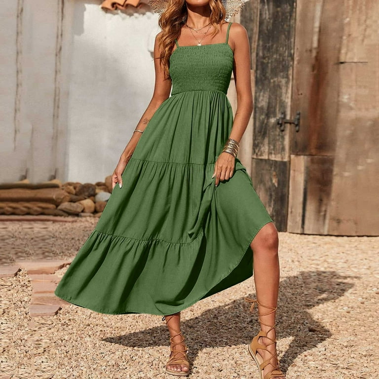 Summer Saving Wycnly Dresses for Women Casual High Waist Swing
