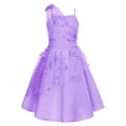 thumbnail image 4 of SiiRoh Flower Girls Tutu Dress Sleeveless Floral Embroidered Wedding Pageant Birthday Tulle Dresses Purple 10, 4 of 6