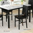 thumbnail image 6 of Baxluxe 4-Person Dining Table and Chair Set, Marble Kitchen Dining Table and Chair Set, with 4 Striped Velvet Dining Chairs, Suitable for Apartments, Breakfast Nooks, and Dining Rooms (Beige/Black), 6 of 7