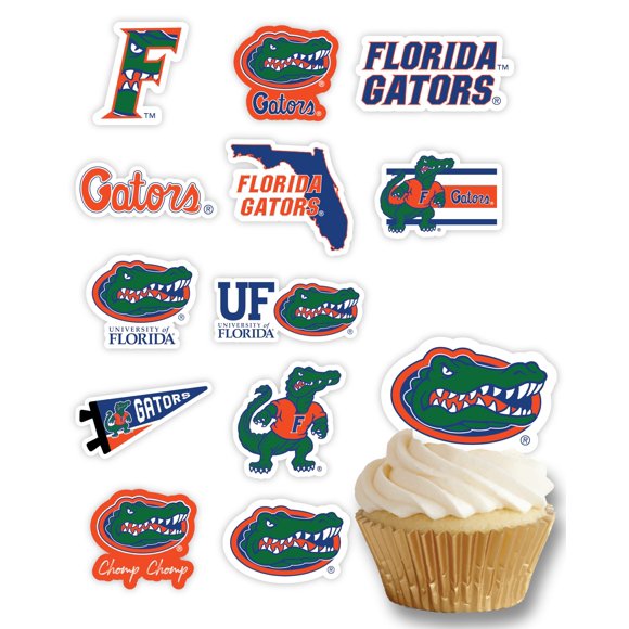 Décorations de Fête pour Cupcake de l'Université de Floride pour Football, Anniversaire, Collation des Grades (24 Pcs) (Florida Gators)