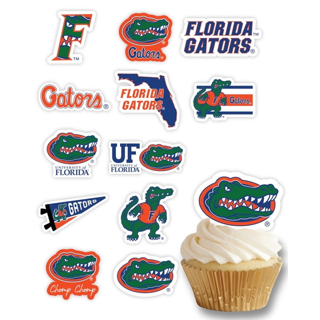 Florida Gators Cupcake Toppers (24 Piezas) Suministros De Fiesta De La Universidad De Florida Para Gators Fútbol Regalo De Cumpleaños Decoraciones De Fiesta De Graduación (Florida Gators)