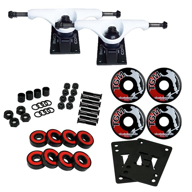 CORE White SKATEBOARD TRUCKS, WHEELS, ABEC 5 BEARINGS - Walmart.com