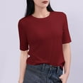 thumbnail image 2 of Admvng Tops For Women Trendy Casual Solid Color 1/2 Sleeve Round-Neck T-shirt Home Blouses M-2XL, 2 of 5