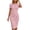 Pink, variant on GZMOALH Women's Short Sleeve Crew Neck Midi Dress with Ruched Waist and Fitted Sheath Shape
