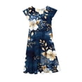 thumbnail image 3 of EGNMCR Robe à Manches Courtes à Col Rond Robe d'Été pour Filles à Imprimé Floral Manches Courtes à Volants avec Poches Robe à Col Rond Imprimée pour Enfants Fille Robe en Polyester, 3 of 5