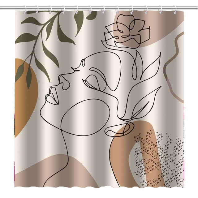 Transemion 11pieces Style To Bathroom With Waterproof Shower Curtain Modern Space-saving Polyester Bath Curtain For Bathroom XHBOHO-074 180x200cm 1Set