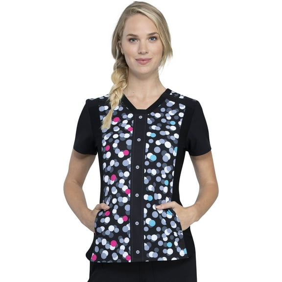 Cherokee Iflex Women's Scrubs Top V-Neck Knit Panel CK657