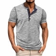 thumbnail image 1 of pstuiky camiseta de hombre, Camisa de manga corta con cuello redondo y botones de color liso para hombre camisas casuales para hombre xxxl, 1 of 8