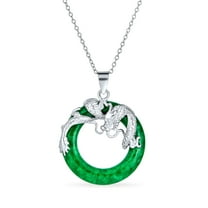 Bling Jewelry Womens Asian Style Open Round Circle Disc Dragon Pendant Necklace