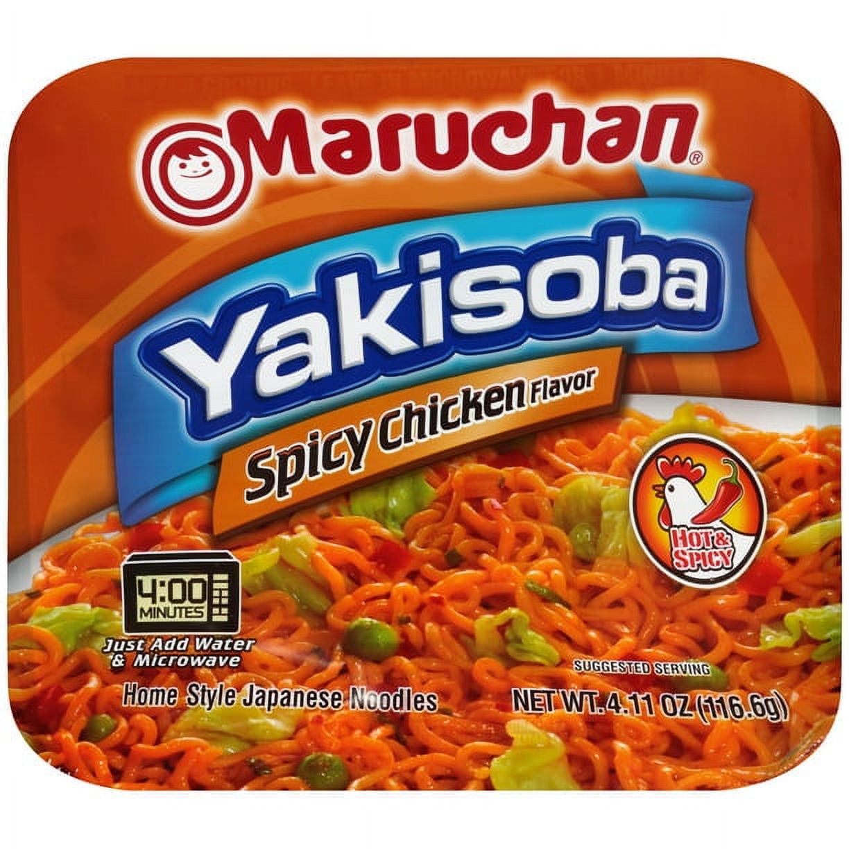 Maruchan Yakisoba Spicy Chicken Flavor, 4.11 Oz, [Pack of 8]