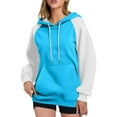 thumbnail image 3 of jobturf Hoodies for Men Women Color Block Drawstring Long Sleeve Tops Fall Winter Fashion Matching Sweatshirt for Couples with Pocket, 3 of 9