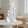 thumbnail image 6 of Eurhowing Modern Geometric Ceramic Vase Set of 3, Decorative Desk Vase, Flower Vase for Table Centerpiece, Kitchen, Living Room Office Decor(Matte White), 6 of 8