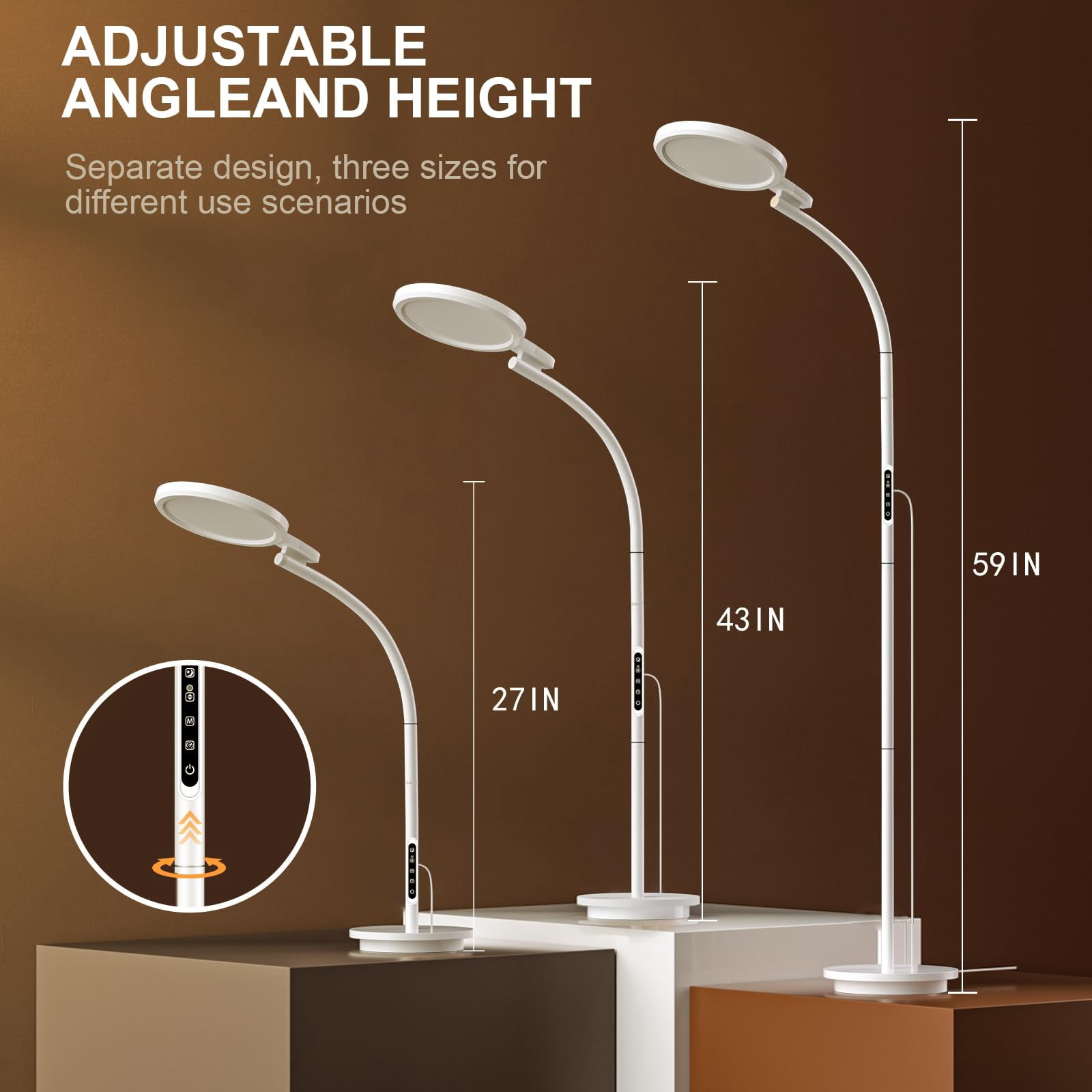 Sun Light Therapy Lamp, UV-Free Light Therapy, 10000 Lux Floor Lamp with Remote & Touch Control & 5 Brightness Levels & Timing for Reading/Office/Home