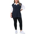 thumbnail image 2 of Agnes Orinda Women's Plus Size Sweater Vest Ribbed Knit V Neck Sleeveless Split Hem Casual Pullover Tank Tops 2X Dark Blue, 2 of 6