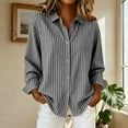 thumbnail image 4 of Olyvenn Womens Striped Button Down Shirt 2026 Trendy Collared Dress Tshirts Shirts Long Sleeve Casual Office Work Shirts Gray L, 4 of 5