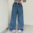thumbnail image 6 of Gubotare Girls Jeans Toddler Boys Baggy Cargo Jeans Elastic High Waist Pants Vintage Wide Leg Ripped Jeans Loose Fit for Kids 4T 5T (Blue,4-5 Years), 6 of 9