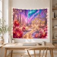 thumbnail image 5 of Golden Pavilion in Enchanted Snowy Garden with Aurora Sky, Dreamy Fantasy Style for Nature Lovers, Magical Home Decor, Housewarming Gift Tapestry Wall Hanging for Living Room and Bedroom, 5 of 7