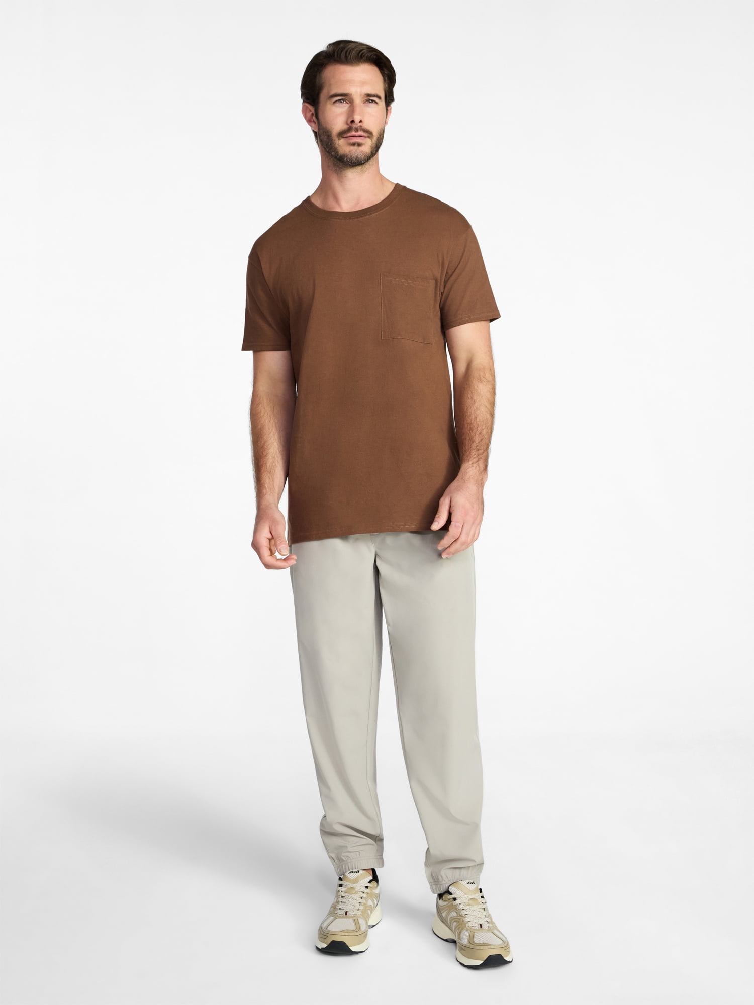 Athletic Works Men's and Big Men's Cotton Pocket Tee, Sizes XS-5XL and Tall Sizes