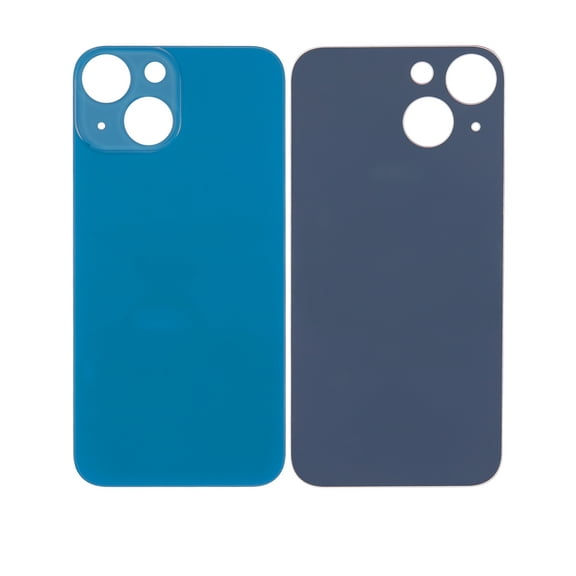 Replacement Back Glass With 3M Adhesive Compatible For iPhone 13 Mini (No Logo / Large Camera Hole) (Blue)
