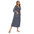 thumbnail image 3 of Zipper Front Housecoat Short Sleeve & Half Sleeve Zip Nightgown Long Houedress with Pockets, 3 of 6