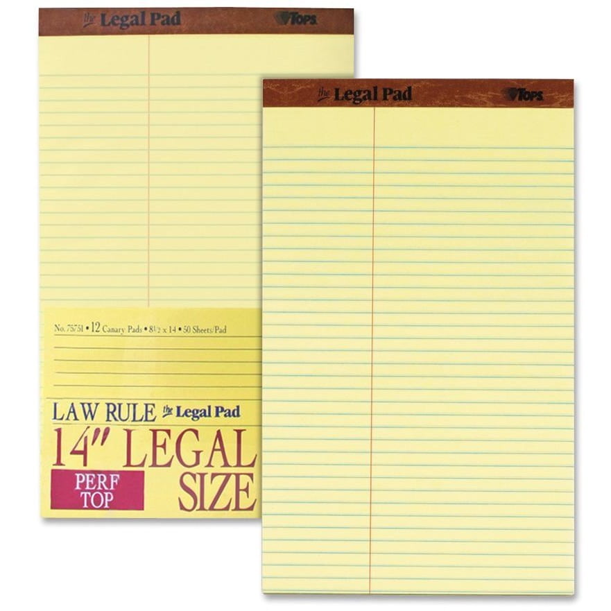 TOPS, TOP75751, Legal Law Rule Pads Legal, 12 / Dozen