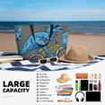 thumbnail image 6 of KLL Fun Riding Dinosaur Print Large Beach Tote Bag Women Waterproof Sandproof Zipper Beach Tote Bag for Pool Gym Grocery Travel with Wet Pocket, 6 of 7