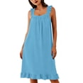 thumbnail image 3 of Pounoo Sleep Dresses for Women Square Neck Sleeveless Ruffled Trim Loose Fit Nightgowns Comfortable Flowy Maxi Nightwear Gift, 3 of 9