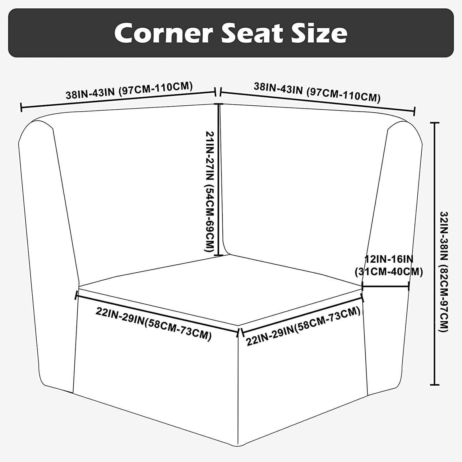 TOPCHANCES 3-Piece Velvet Recliner Sofa Covers, 7 Seat L-Shaped Corner Sofa Covers, Stretch Sectional Couch Slipcover ( Black )