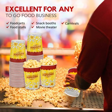 Bekith 6 Pack Plastic Popcorn Buckets Reusable