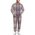 thumbnail image 3 of Hoodie Men Women Plaid Pattern in Purple Tones. Outfits Hoodie And Pants Tracksuits For Two Piece Sets, 3 of 6