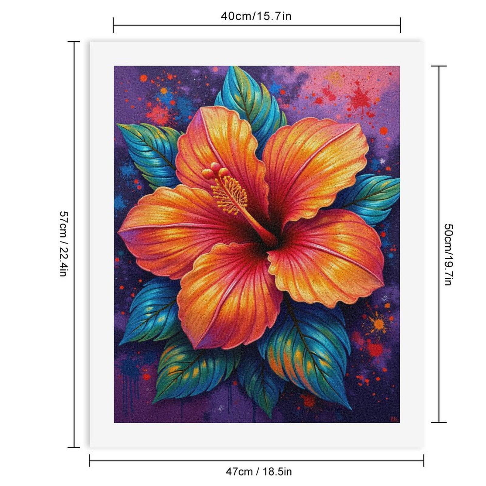 Paint By Numbers Kit for Adults Beginner - DIY Colorful Hibiscus Art Painting Canvas Painting Kits for Adults, Frameless Paint By Number for Adults for Home Wall Decor 16x20 Inch