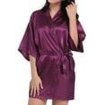 thumbnail image 3 of Soft Bathrobe Short Imitation Silk Women Adjustable Waistband Sleepwear Pajamas for Daily Wear, 3 of 7