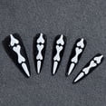 thumbnail image 3 of 24pcs Halloween luminous skull false nails, smooth full coverage medium and long teardrop shape false nails with jelly stickers, glow in the dark false nails, 3 of 5