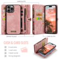 thumbnail image 3 of Dteck for iPhone 16 Pro Case Wallet with Card Holder & Detachable Magnetic Phone Case, Leather All-Round Protection Phone Case with Wrist Strap for Women/Men,Pink, 3 of 8