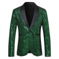 thumbnail image 2 of guisaled Sequin Blazer for Men Shiny Shawl Notched Lapel Button Slim Fit Suit Jacket Dinner Party Club Wedding Festival Tuxedo Flash Deals, 2 of 9
