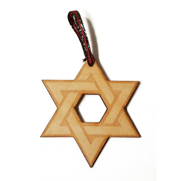 Star of David Hanukkah Jewish Laser Engraved Wooden Christmas Tree Ornament Gift Seasonal Decoration