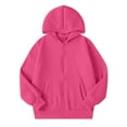 thumbnail image 6 of newwalpole Girls Boys Athletic Zip Up Hoodie Sweatshirt Brushed Fleece Hooded Zipper Sweatshirt School Outerwear Coat for Kids(Hot Pink,11-12 Years), 6 of 9