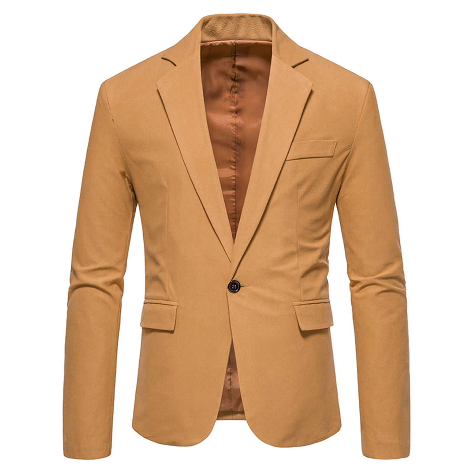Zodggu Blazers Suit for Men Long Sleeve Tuxedo Slim Fit Solid Sports  Business Pocket Office Lightweight Lapel Collar Jacket One Button Front  Stretch Suit Coat Prom Wedding Yellow 12 