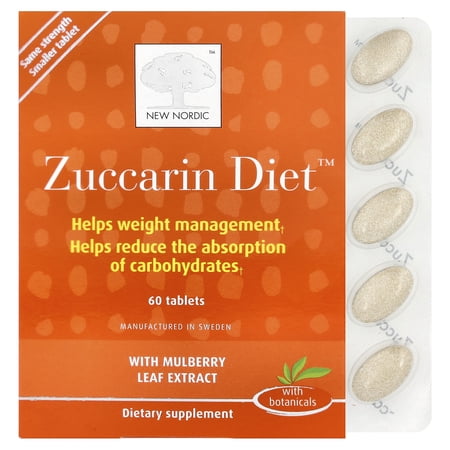 New Nordic Zuccarin Diet Tablets | with Mulberry Leaves for Weight Management | Helps Reduce Carb Absorption | 60 Count